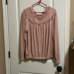 Coco + Jaimeson Long sleeve Blush colored top